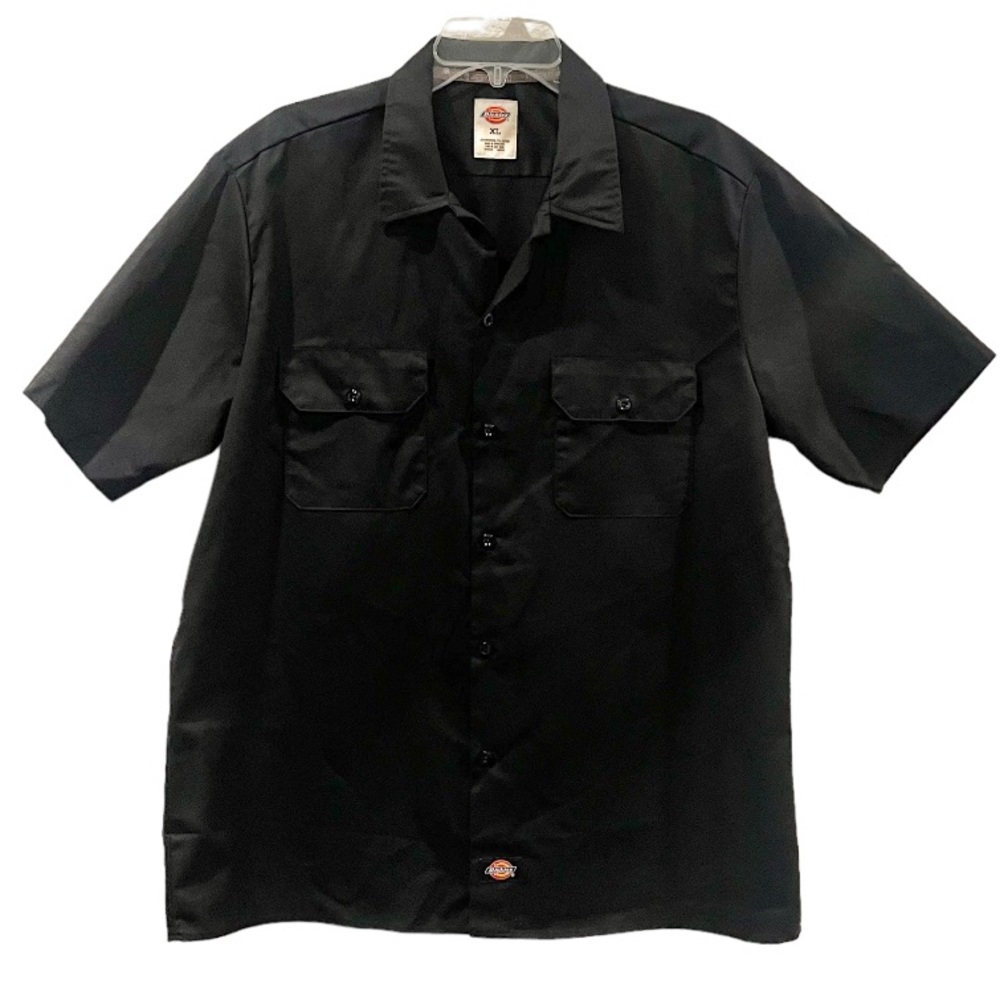 Dickies Men’s Black Slim Button Down Work Shirt Size XL